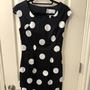 LK Bennett navy & white polka dot cap sleeve dress
